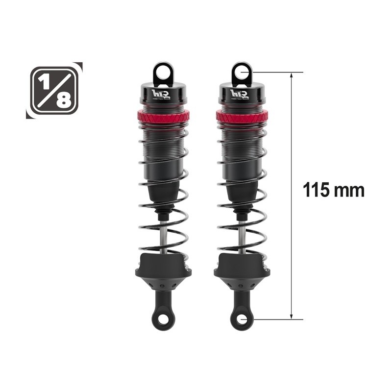 "Amortisseurs 1/8 115mm BIG BORE 16mm +kit 3 ressorts H/M/S"